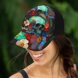 Floral Skull - Personalized Skull Trucker Hat