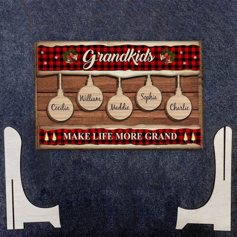 Grandkids Make Life More Grand - Personalized Grandma 2 Layered Wood Sign / Wood Plaque