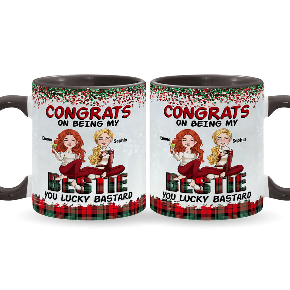 Lucky Bastard Besties - Personalized Bestie Accent Mug