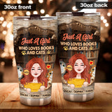 Love Books And Cats - Personalized Book Tumbler
