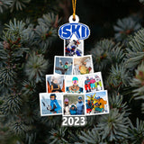 Merry Christmas - Personalized Skiing Transparent Ornament