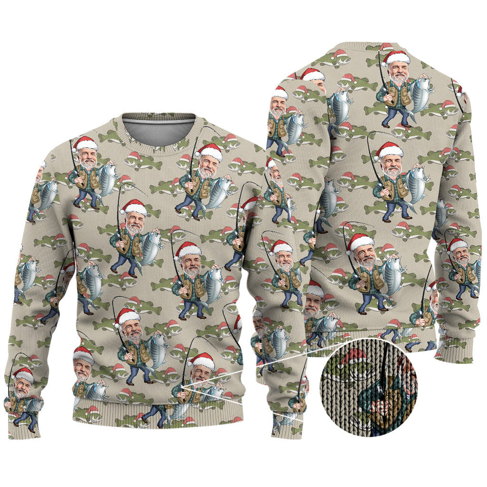 Fishing Christmas - Personalized Fishing Ugly Sweater