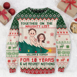 Together On The Naughty List - Personalized Couple Ugly Sweater