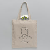 Custom Photo Line Art - Personalized Kid Embroidered Tote Bag