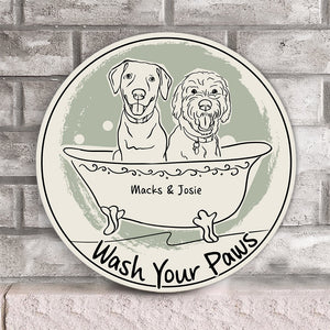 Wash Your Paws - Personalized Cat Round Wood Sign