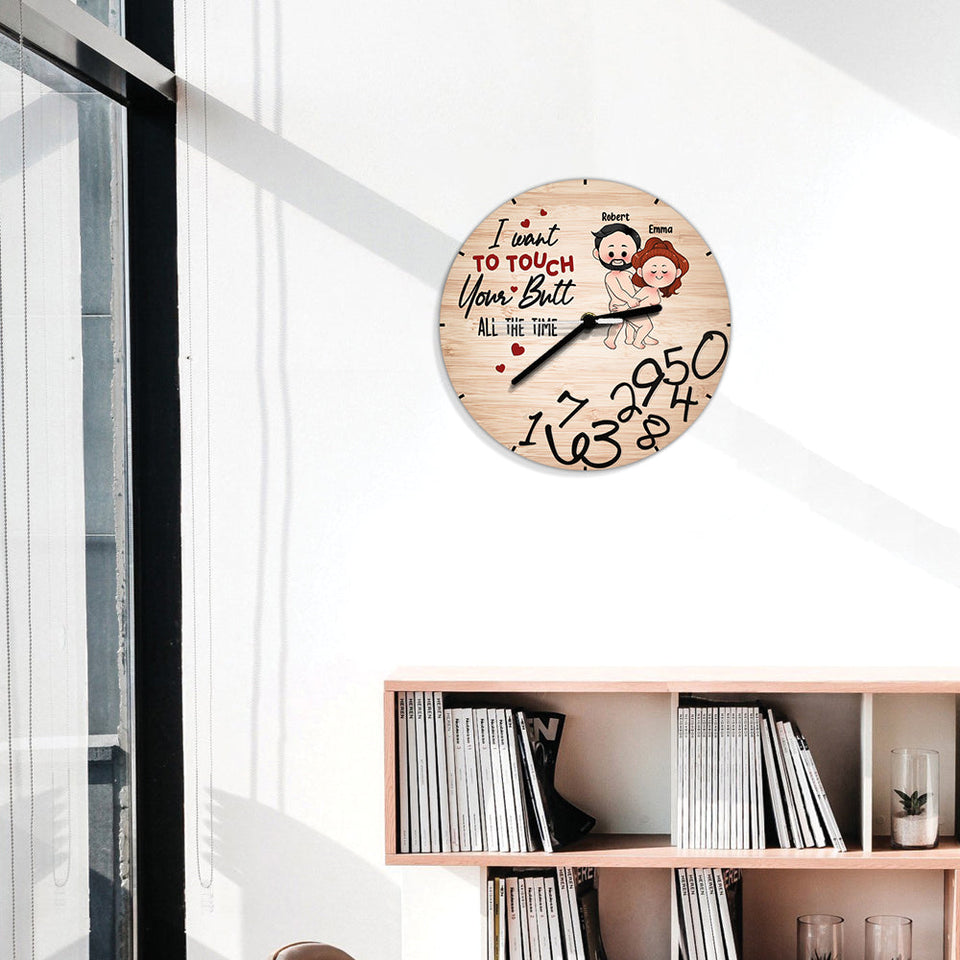 I Want To Touch - Personalized Couple Wall Clock