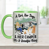 A Girl Her Dog And Her Camper - Camping gift for dog lover - Personalized Accent Mug