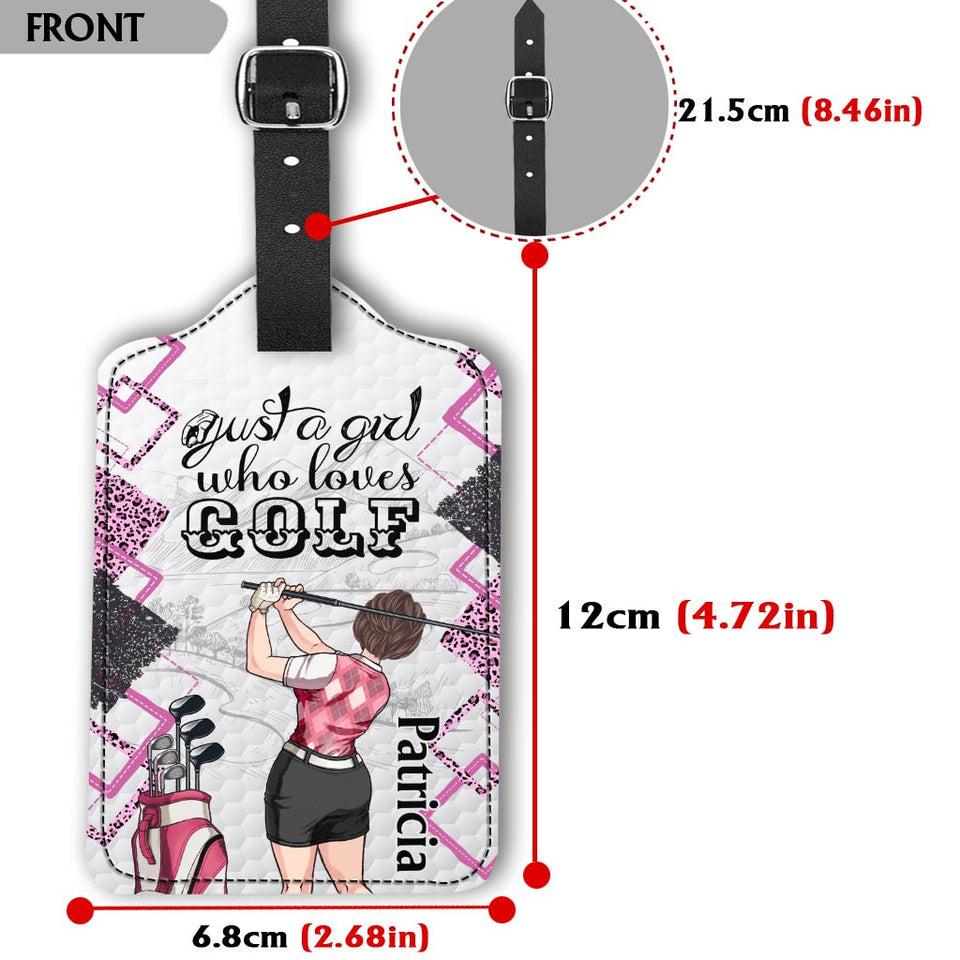 Just a girl - Personalized Golf Leather Luggage Tag