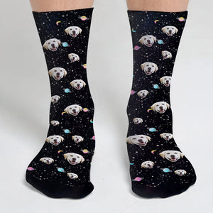 Custom Face Galaxy - Personalized Dog Socks