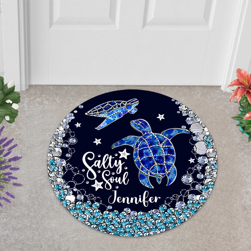 Salty Soul - Personalized Turtle Shaped Doormat