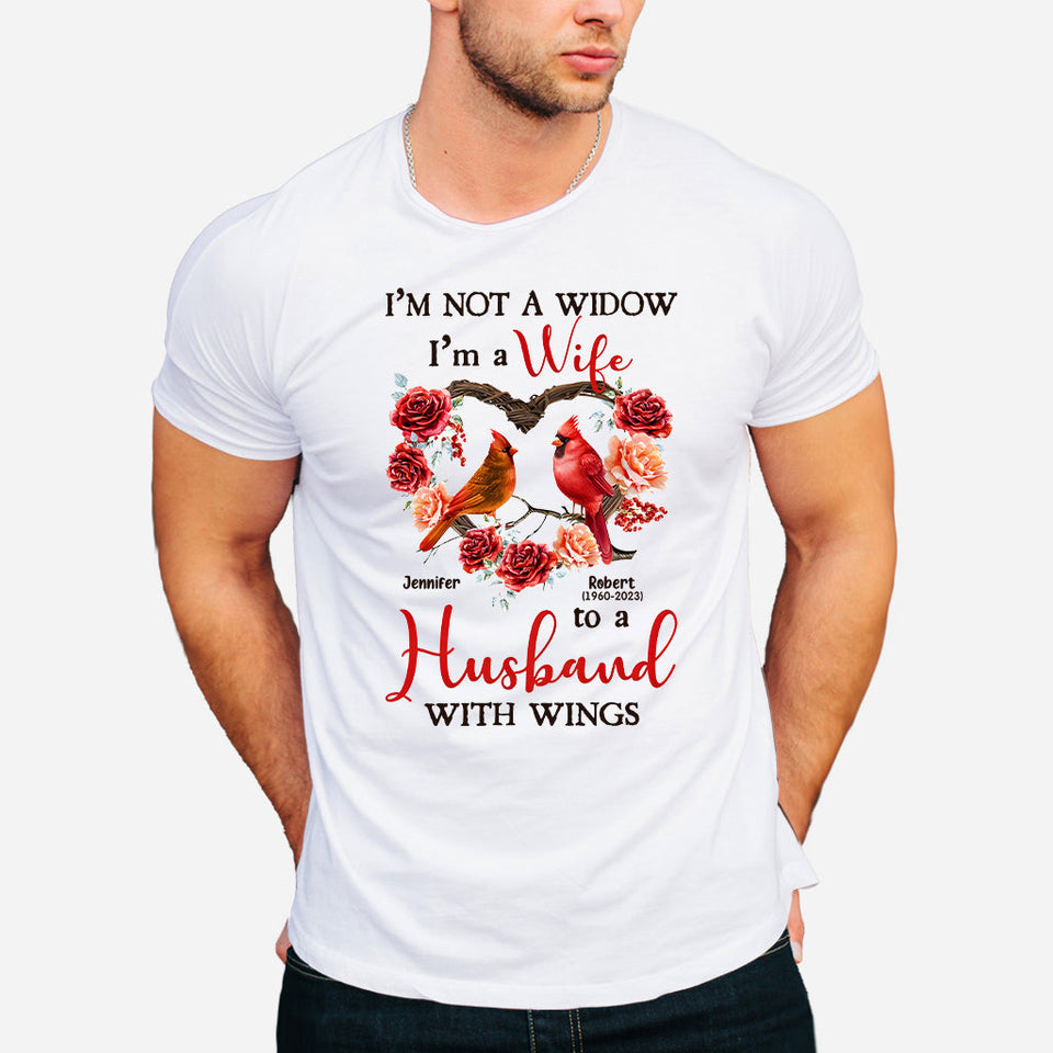 I'm A Wife To A Husband With Wings - Personalized Memorial T-shirt & Hoodie