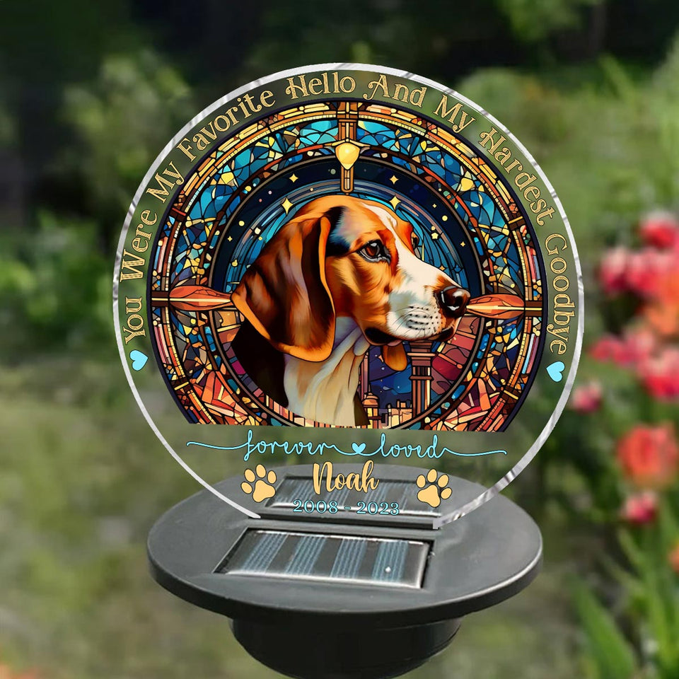 You Were My Favorite Hello - Personalized Dog Garden Solar Light