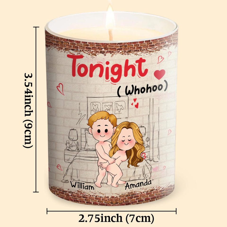 Tonight - Personalized Couple Candle With Wooden Lid