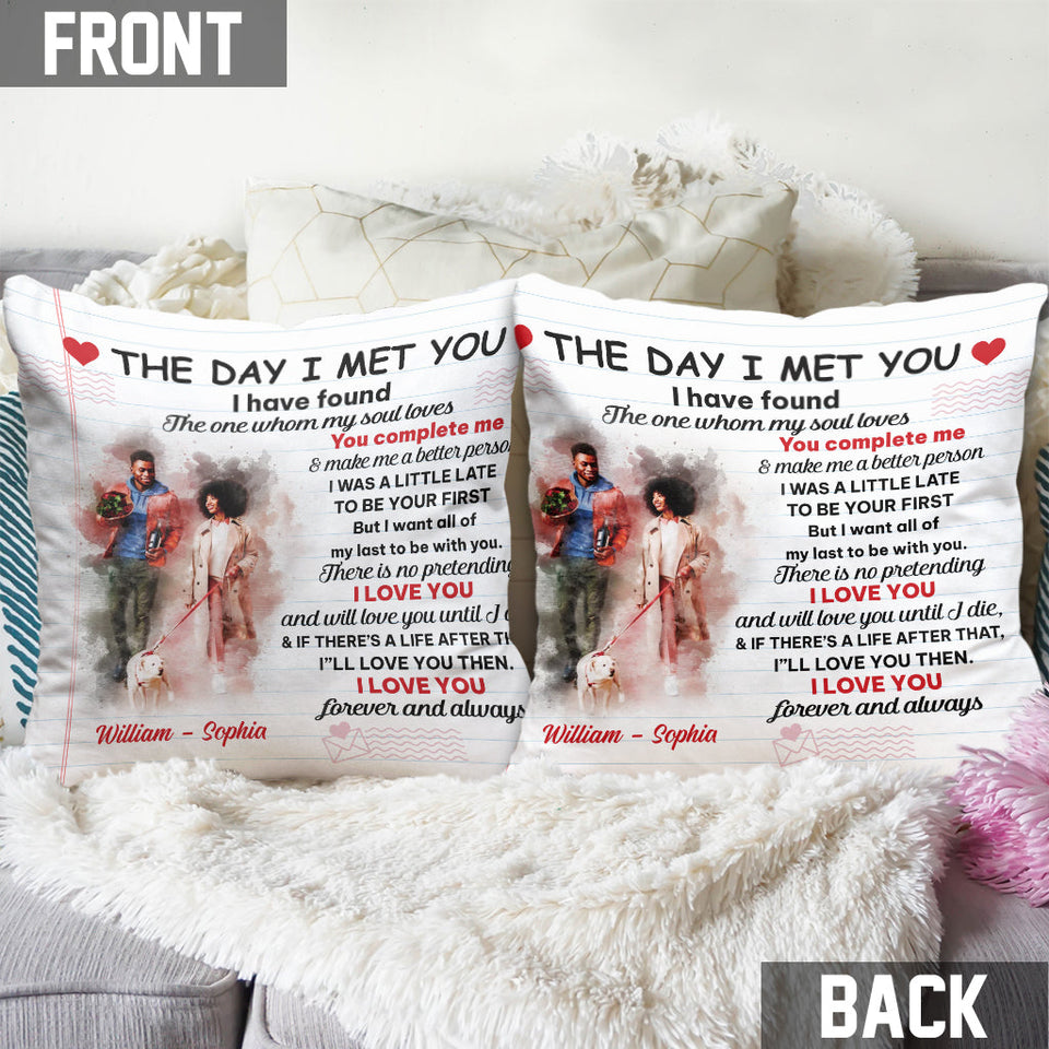 The Day I Met You - Personalized Couple Throw Pillow