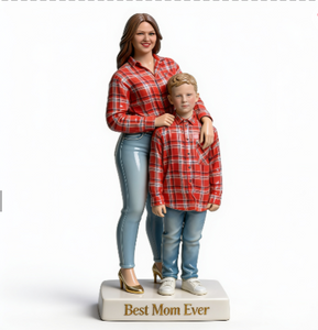 Custom Mother and Son Any Photo - Best Mom Ever Personalized Plaid Shirt Custom Shaped Acrylic Plaque Gift Home Mantle Tabletop Decor Display