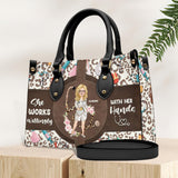 She Works Willingly With Her Hands - Personalized Nurse Leather Handbag
