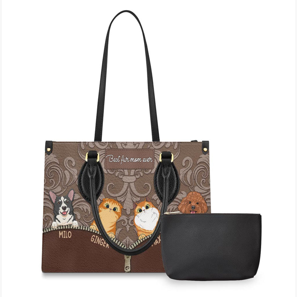 Best Dog Mom Ever - Gift for mom, mom, dog lover, cat lover - Personalized Leather Handbag