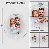 Merry And Married - Personalized Husband And Wife Transparent Ornament