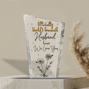 Officially World's Greatest Mom Ever - Gift for mom, grandma, wife, dad, grandpa, husband - Personalized Custom Shaped Acrylic Plaque