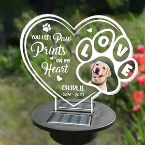 You Left Paw Print On Our Heart - Personalized Dog Garden Solar Light