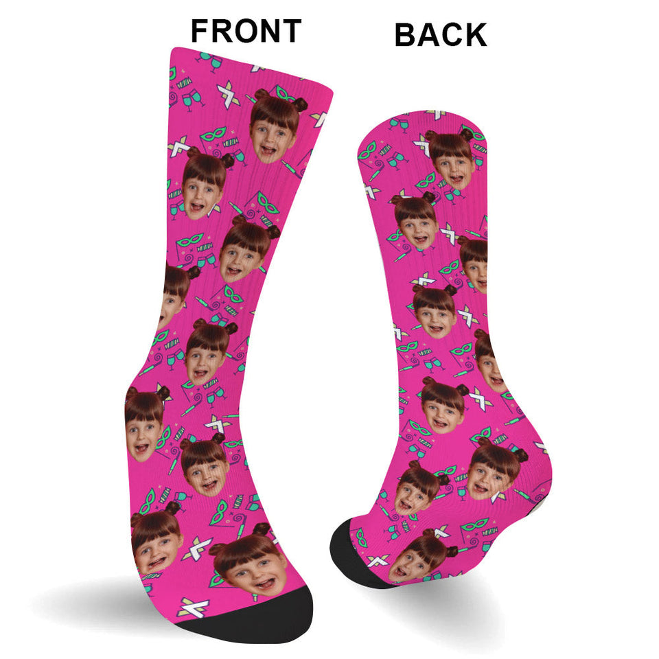 Custom Face Party Pattern - Personalized Kid Socks