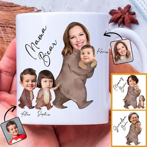 Mama Bear Watercolor Photo Custom - Personalized Mother Mug