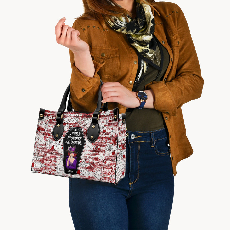 I Myself Am Strange and Unusual - Personalized Witch Leather Handbag