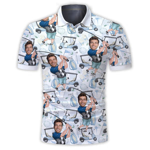 Photo Inserted Funny Golfer - Personalized Golf Polo Shirt
