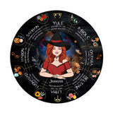 Wheel Of The Year - Personalized Witch Shaped Doormat