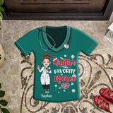 Santa's Favorite Nurse - Personalized Nurse Shaped Doormat