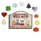 Grandchildren Welcome - Personalized Grandma Interchangeable Wood Sign