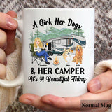 A Girl Her Dog And Her Camper - Camping gift for dog lover - Personalized Mug