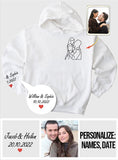 Custom Line Drawing Portraits - Personalized Husband And Wife All Over Shirt