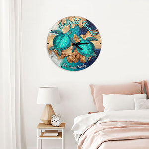 Salty Lil' Beach - Personalized Turtle Wall Clock