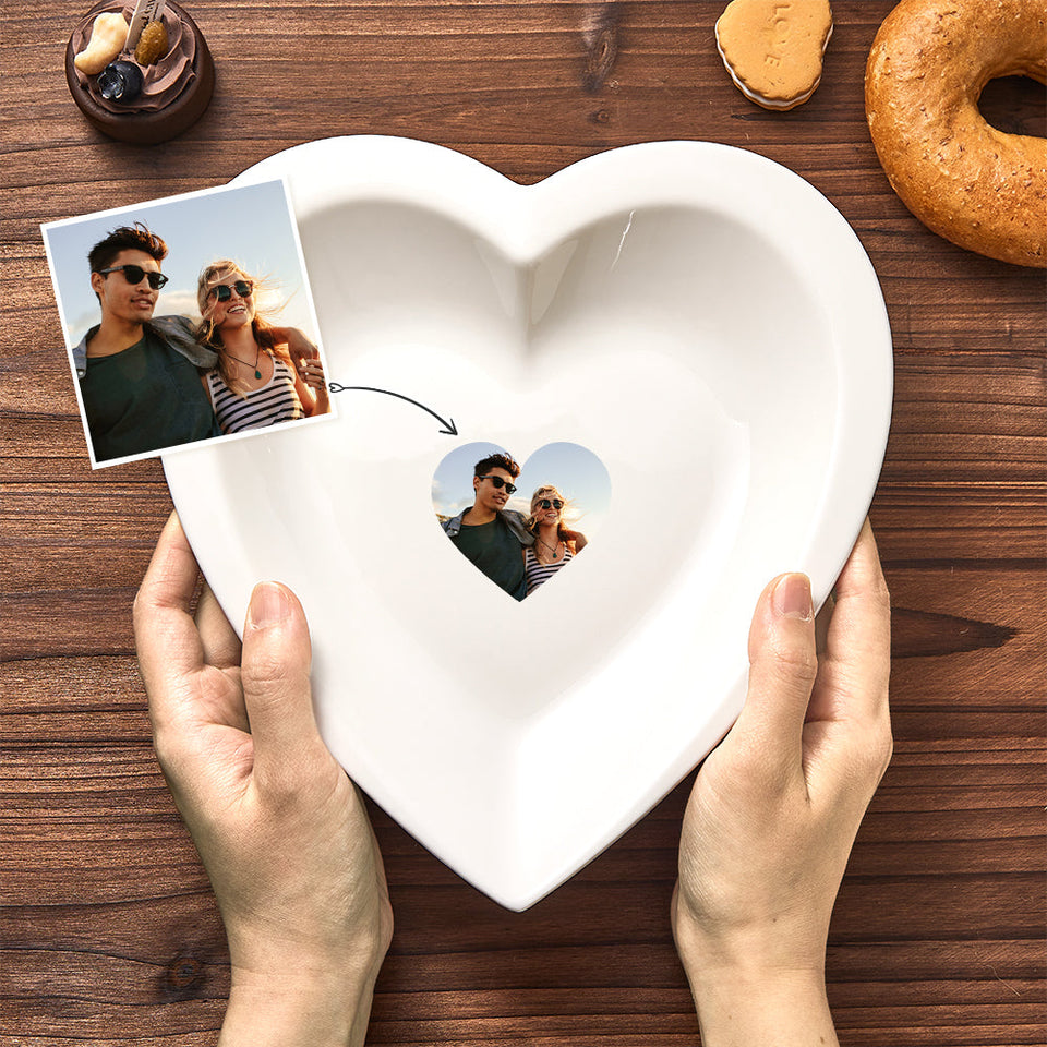 Lovely Couple - gift for wife, girlfriend - Personalized Heart Shaped Plate