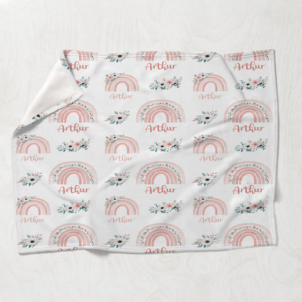Retro Rainbow Custom Name - Personalized grandson Blanket