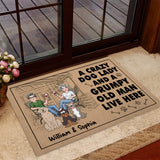 A Crazy Dog Lady And A Grumpy Old Man - Personalized Dog Doormat