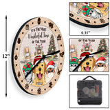 The Most Wonderful Time Of The Year - Personalized Cat Wall Clock