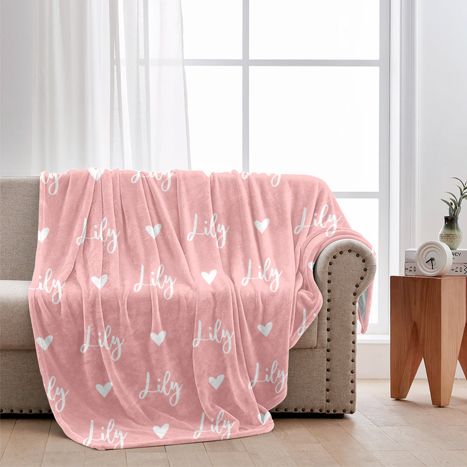 Custom Name Heart Pattern - Personalized Daughter Blanket