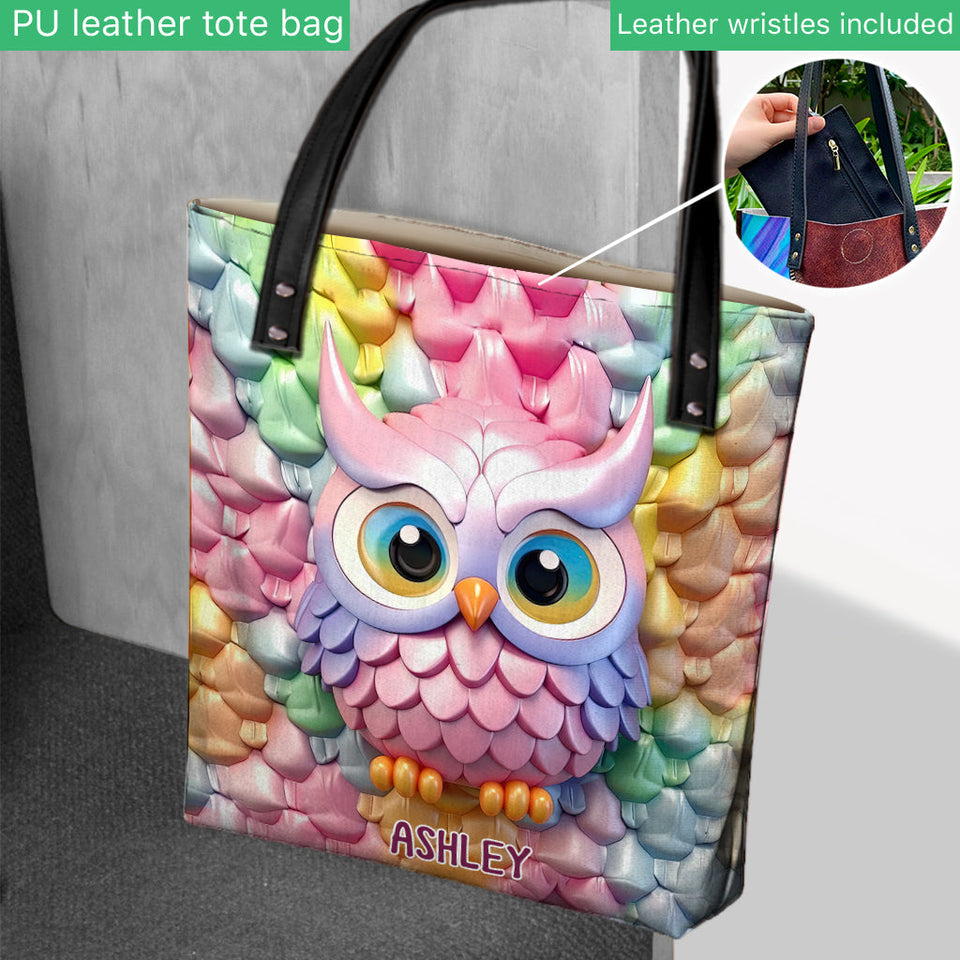 Colorful Owl - Personalized Owl Tote Bag