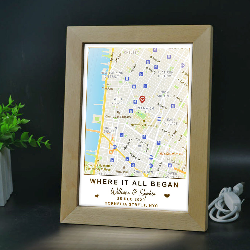 Where It All Began - Personalized Couple Light Photo Frame