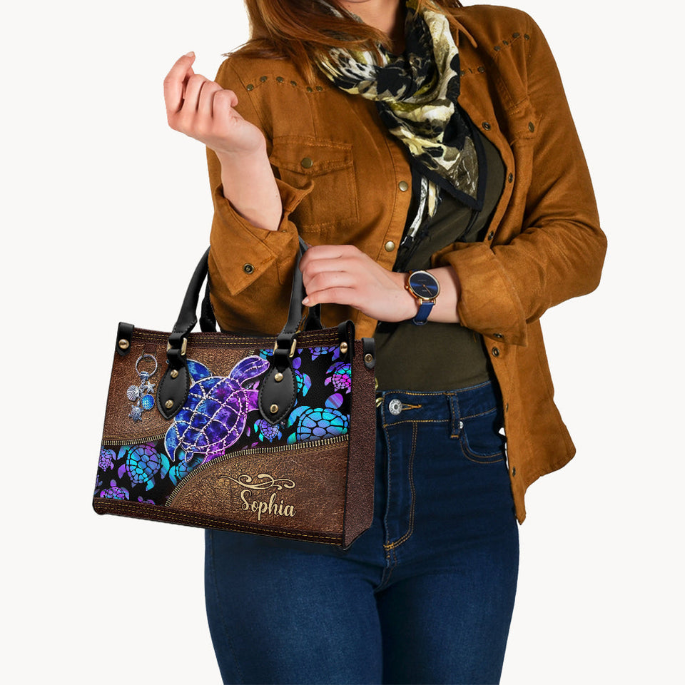 Salty Lil' Beach - Personalized Turtle Leather Handbag