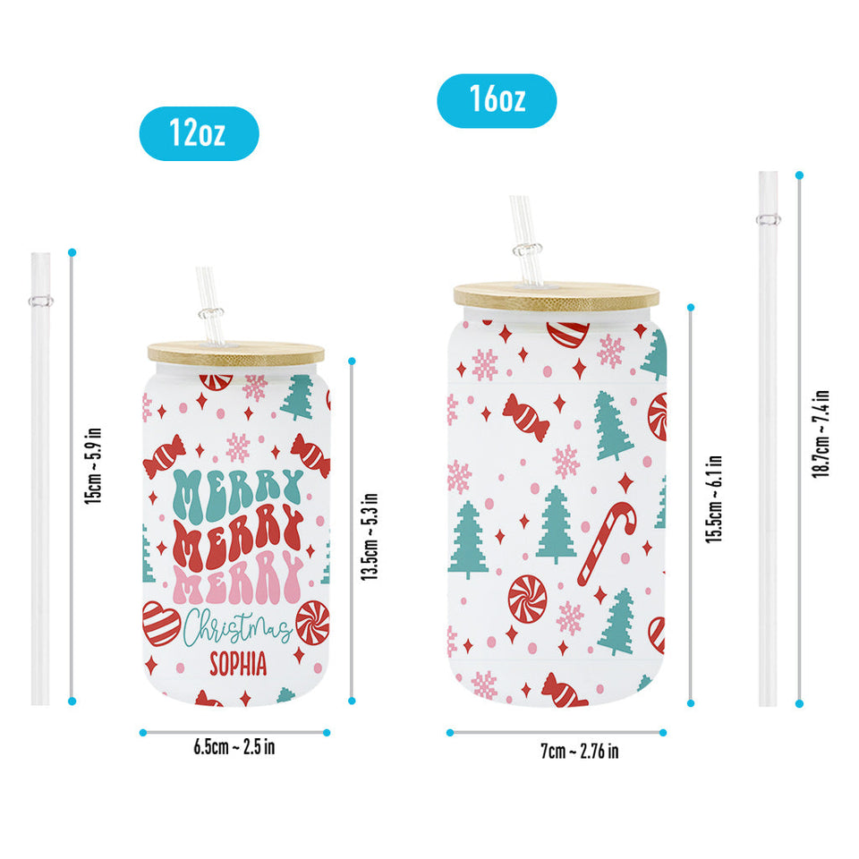 Merry Christmas - Personalized Christmas Can Glass
