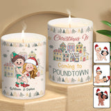 Christmas is Coming to Poundtown - gift for boyfriend, girlfriend, wife, husband - Personalized Candle With Wooden Lid