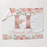 Floral Custom Name - Personalized Newborn Blanket