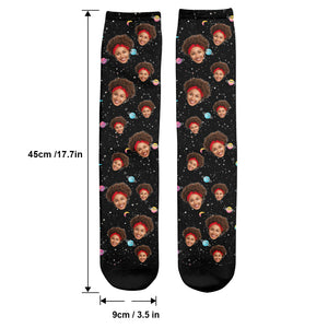 Custom Face Galaxy - Personalized Daughter Socks