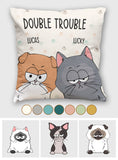 Double Trouble - Personalized Cat Throw Pillow