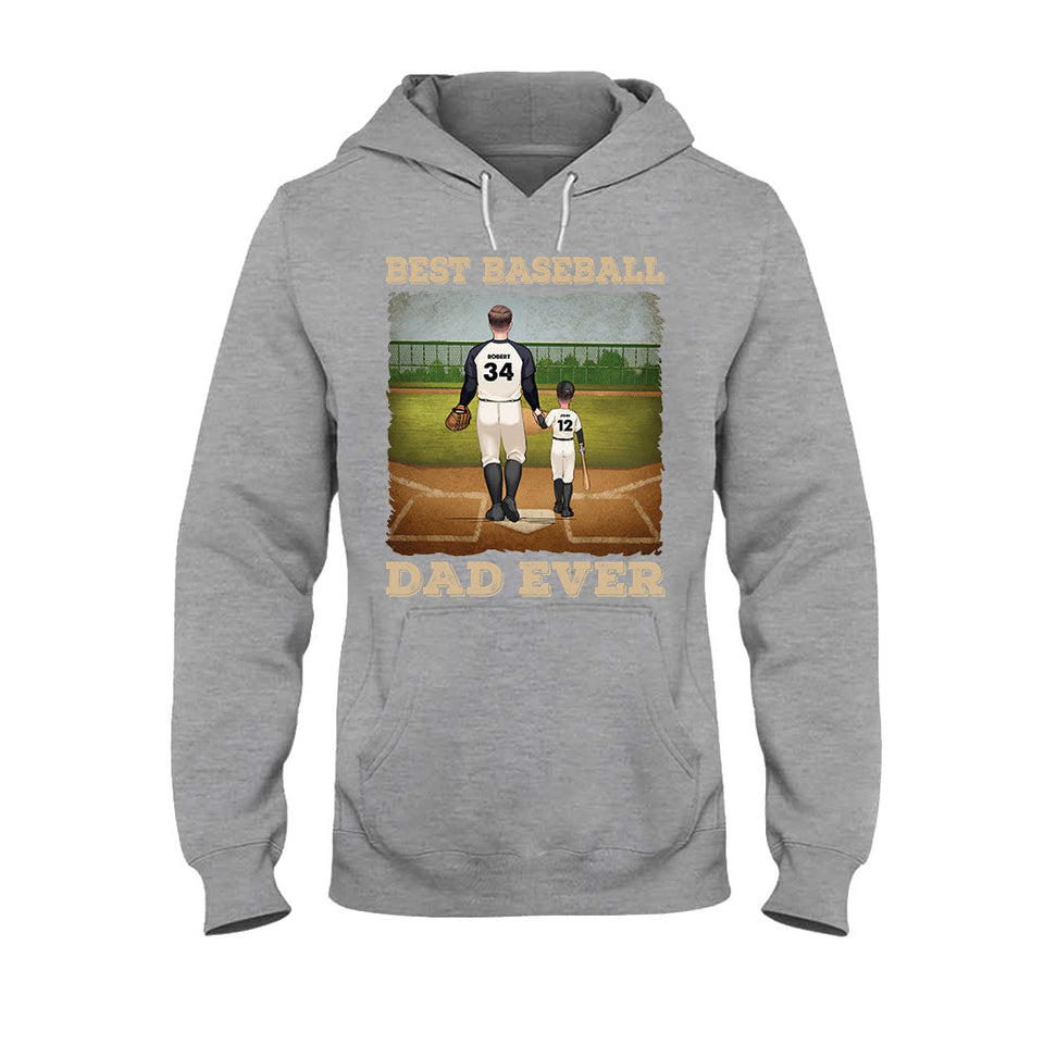 Best Baseball Dad Ever - Personalized Baseball T-shirt & Hoodie