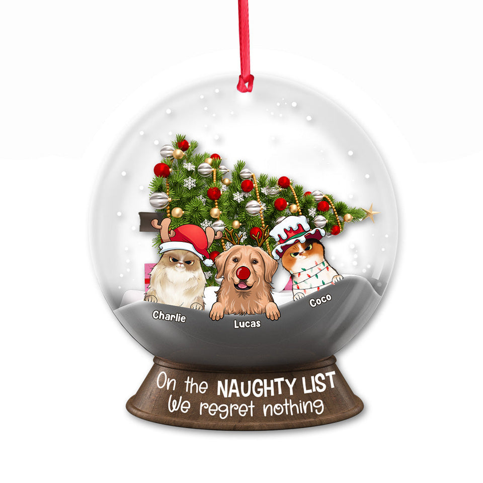 On The Naughty List - Personalized Cat Transparent Ornament