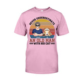 Never Underestimate An Old Man With His Cats - Personalized Cat T-shirt & Hoodie